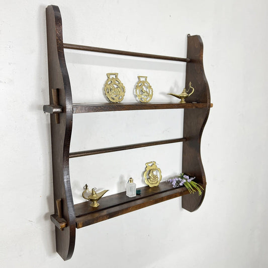 Antica Mensola in legno Piattaia a giorno Pensile sospesa d'epoca da parete Categoria  Mensole