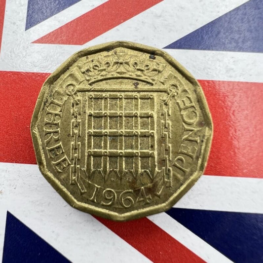 Antica Moneta Inglese Regina Elisabetta tre 3 THREE Pence Anno 1964  Regno Unito Categoria  Monete e banconote:Monete antiche:Altro monete antiche