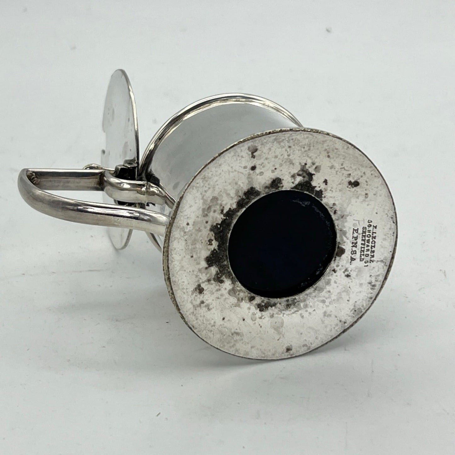 Antica mostardiera in Argento Silver Plated da tavola con cucchiaino epcoa 1920 Categoria  Sheffield & Argento