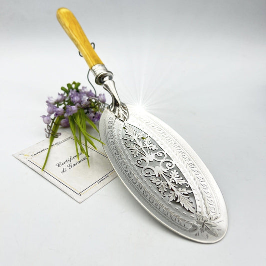 Antica Paletta da servizio pesce in Sheffield e Argento 925 per dolci traforata Categoria  Silver plated sheffield style