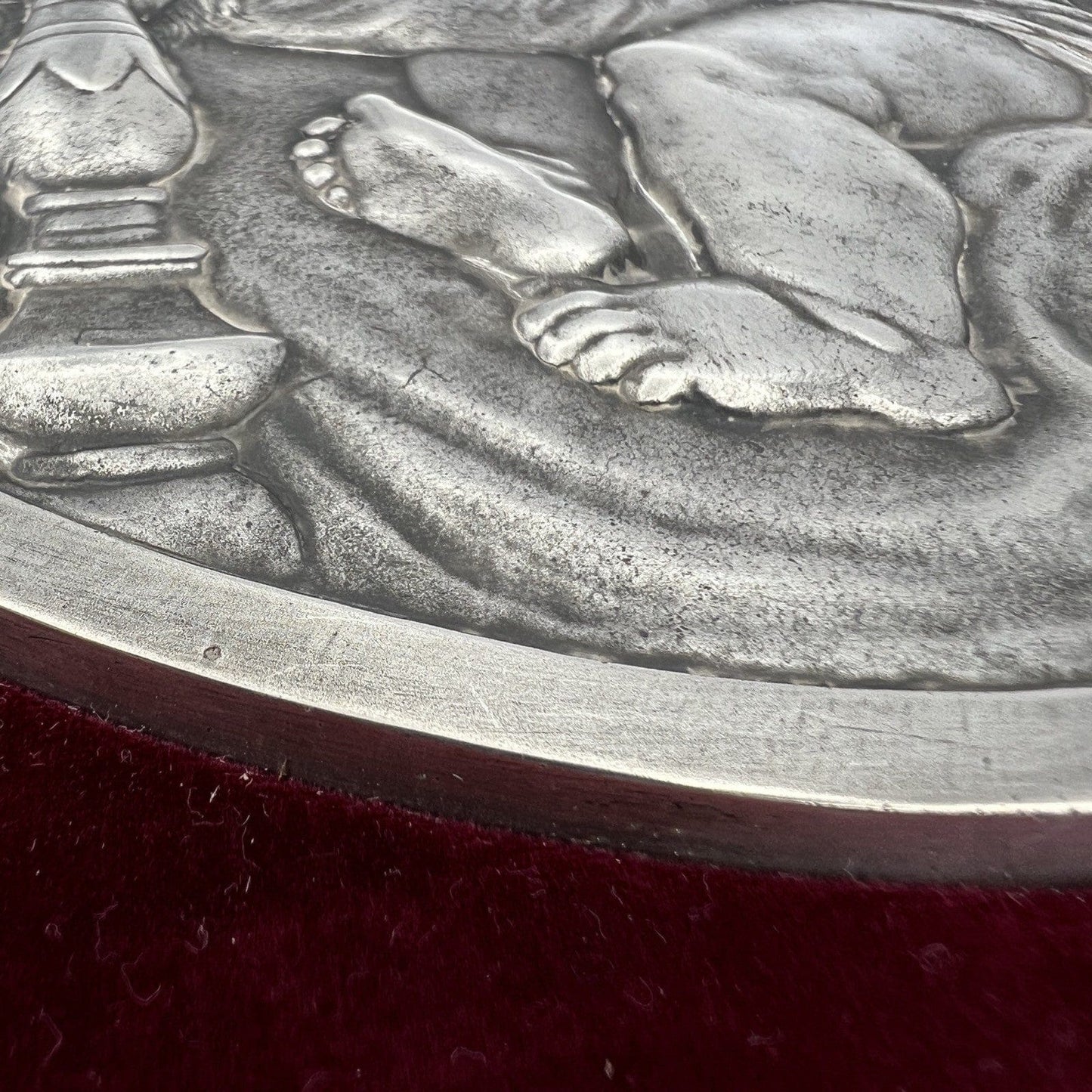 Antica Placca in Argento Massiccio 800 Madonna della Seggiola Capoletto Icona Categoria  Sheffield & Argento