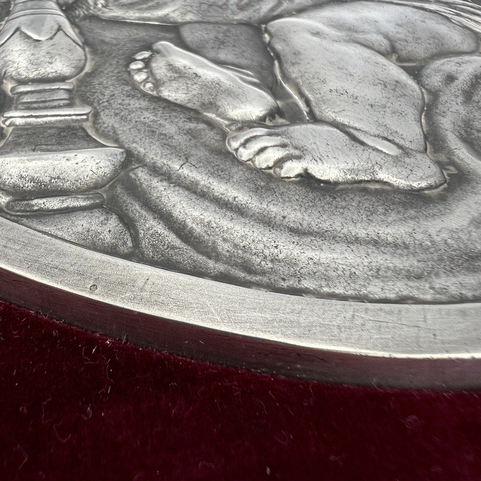 Antica Placca in Argento Massiccio 800 Madonna della Seggiola Capoletto Icona Categoria  Sheffield & Argento