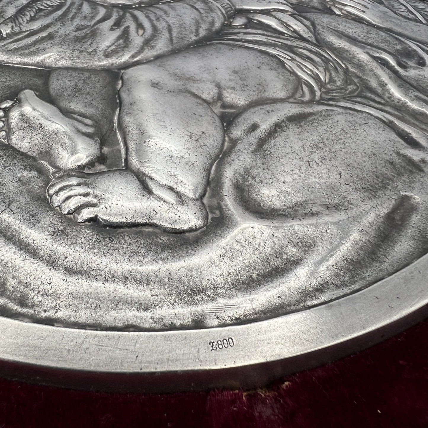 Antica Placca in Argento Massiccio 800 Madonna della Seggiola Capoletto Icona Categoria  Sheffield & Argento
