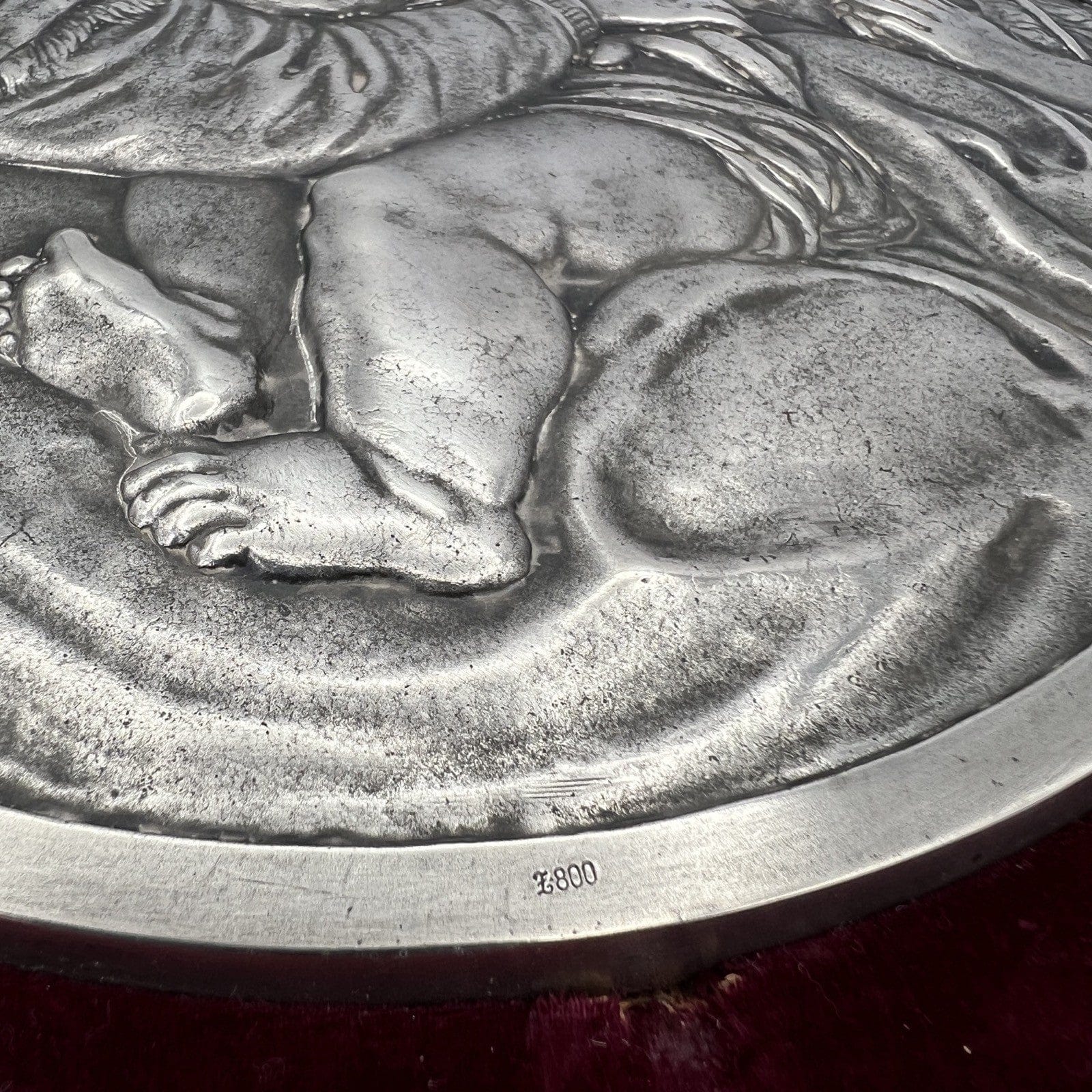 Antica Placca in Argento Massiccio 800 Madonna della Seggiola Capoletto Icona Categoria  Sheffield & Argento