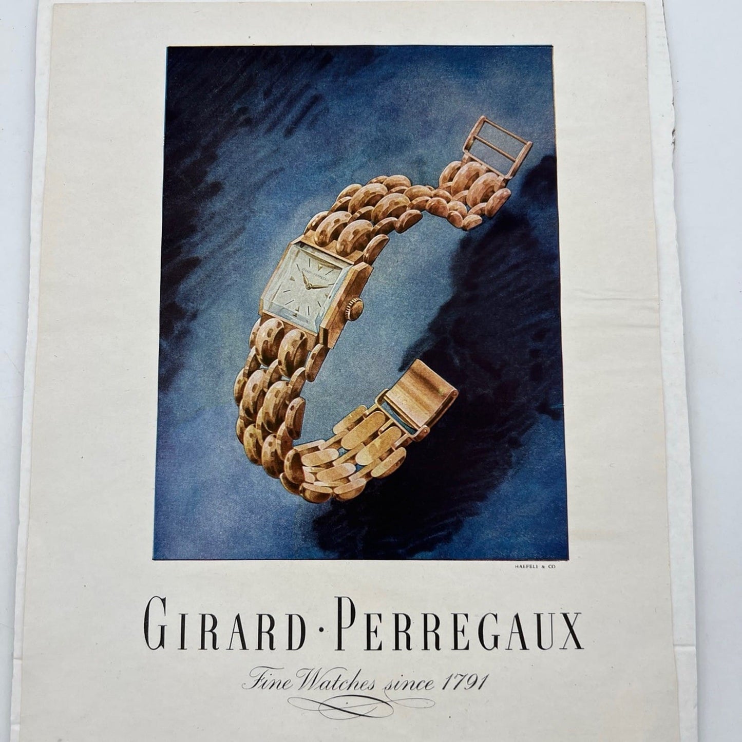 Antica Pubblicità cartacea dell' Orologio Girard Perregaux anno 1948 Categoria  Pubblicità vintage