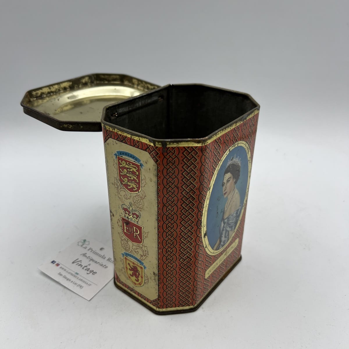 Antica Scatola in latta inglese incoronazione Regina Elisabetta II 1953 Reale di Categoria  Collezionismo:Collezioni diverse:Scatole di latta