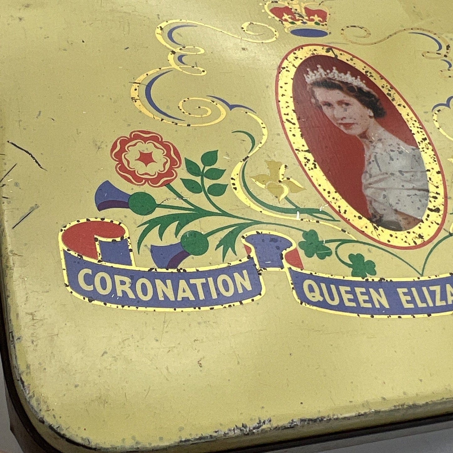 Antica Scatola in latta inglese incoronazione Regina Elisabetta II 1953 Reale XX Categoria  Collezionismo:Collezioni diverse:Scatole di latta