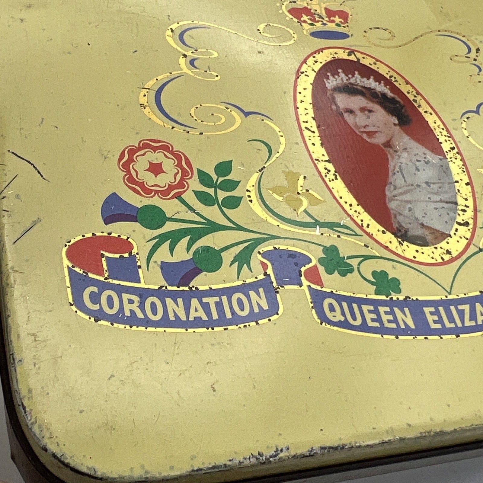 Antica Scatola in latta inglese incoronazione Regina Elisabetta II 1953 Reale XX Categoria  Collezionismo:Collezioni diverse:Scatole di latta