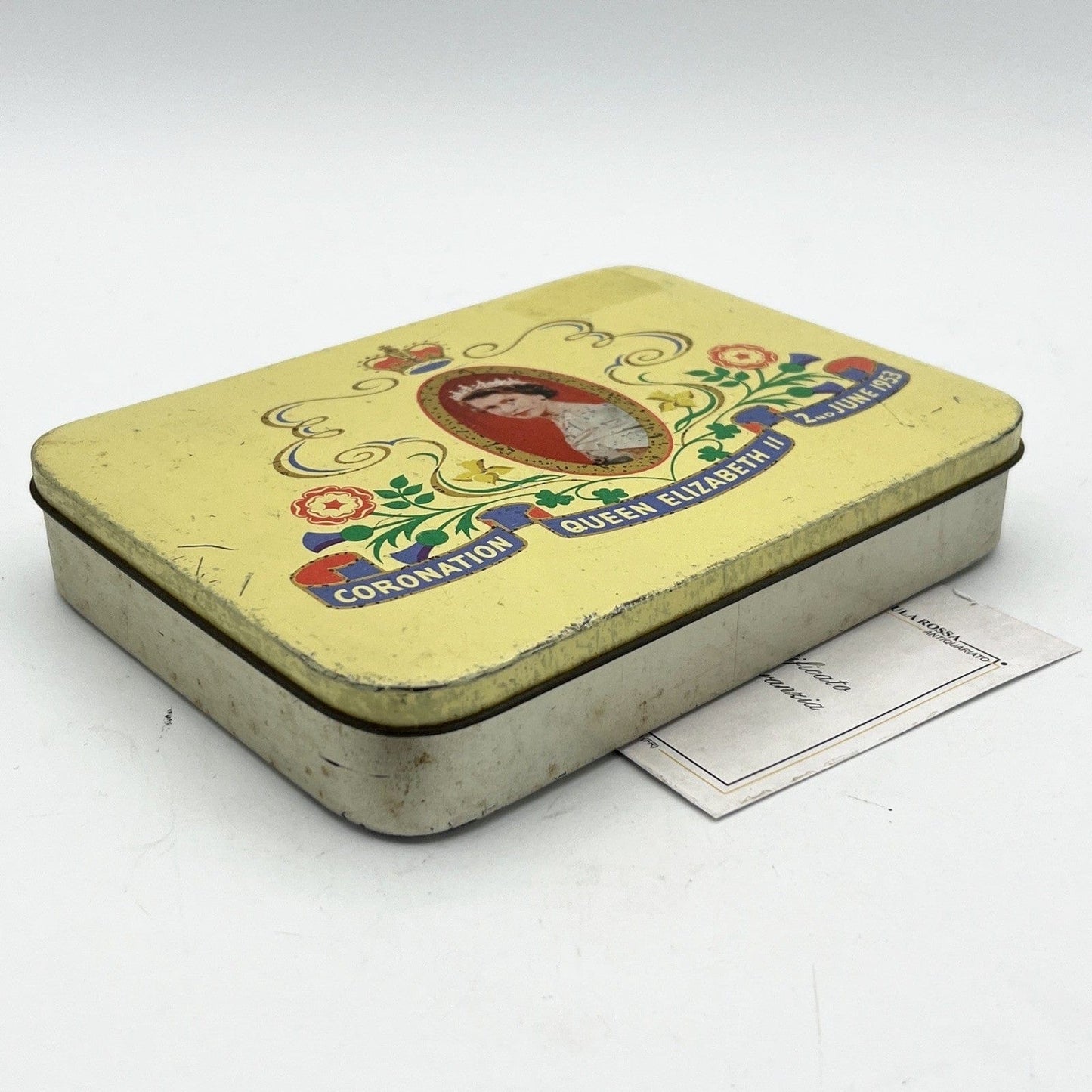Antica Scatola in latta inglese incoronazione Regina Elisabetta II 1953 Reale XX Categoria  Collezionismo:Collezioni diverse:Scatole di latta