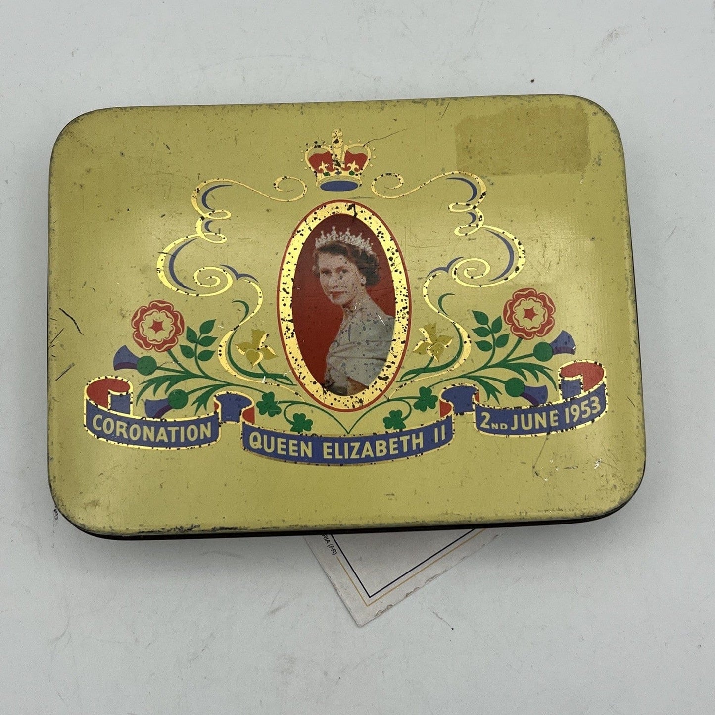 Antica Scatola in latta inglese incoronazione Regina Elisabetta II 1953 Reale XX Categoria  Collezionismo:Collezioni diverse:Scatole di latta