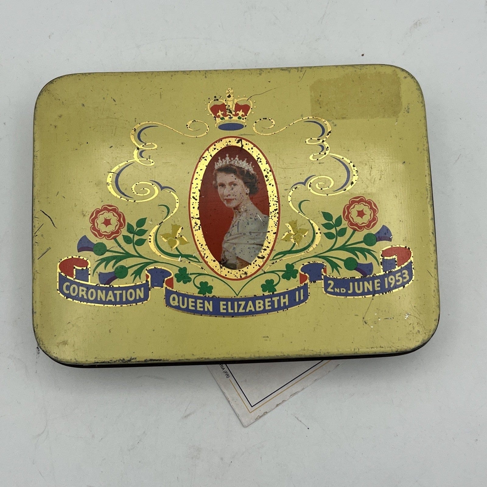 Antica Scatola in latta inglese incoronazione Regina Elisabetta II 1953 Reale XX Categoria  Collezionismo:Collezioni diverse:Scatole di latta