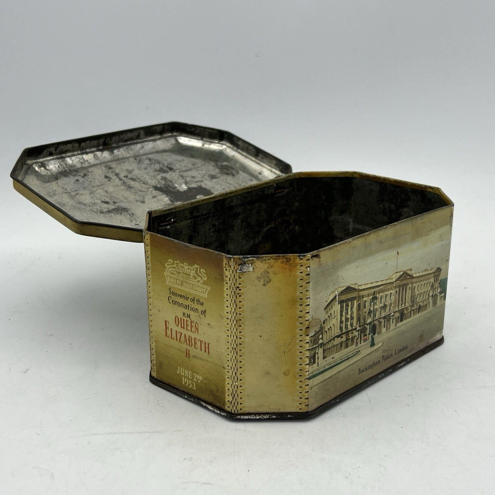 Antica Scatola in latta inglese incoronazione Regina Elisabetta II 1953 Reale XX Categoria  Collezionismo:Collezioni diverse:Scatole di latta