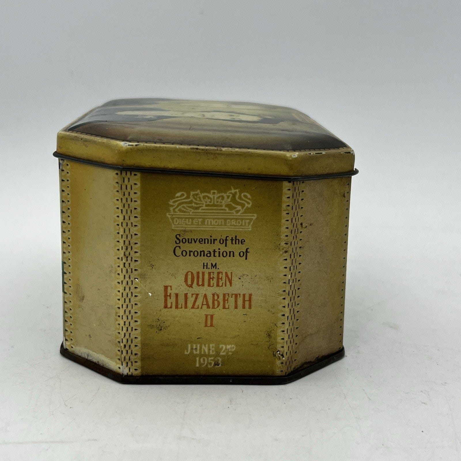 Antica Scatola in latta inglese incoronazione Regina Elisabetta II 1953 Reale XX Categoria  Collezionismo:Collezioni diverse:Scatole di latta