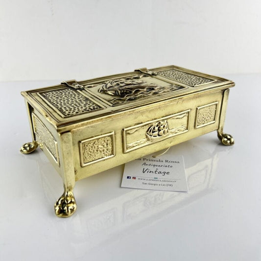 Antica Scatola in legno ottone Cofanetto vintage Veliero Inglese d' epoca 1940 Categoria  altro