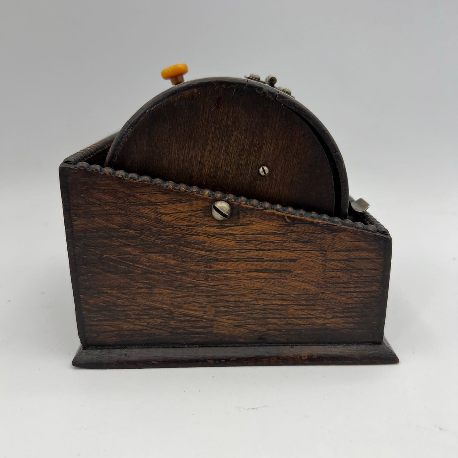 Antica Scatola Portasigarette Inglese Girevole da tavolo in legno Bauletto 1930 Categoria  Scatole in legno