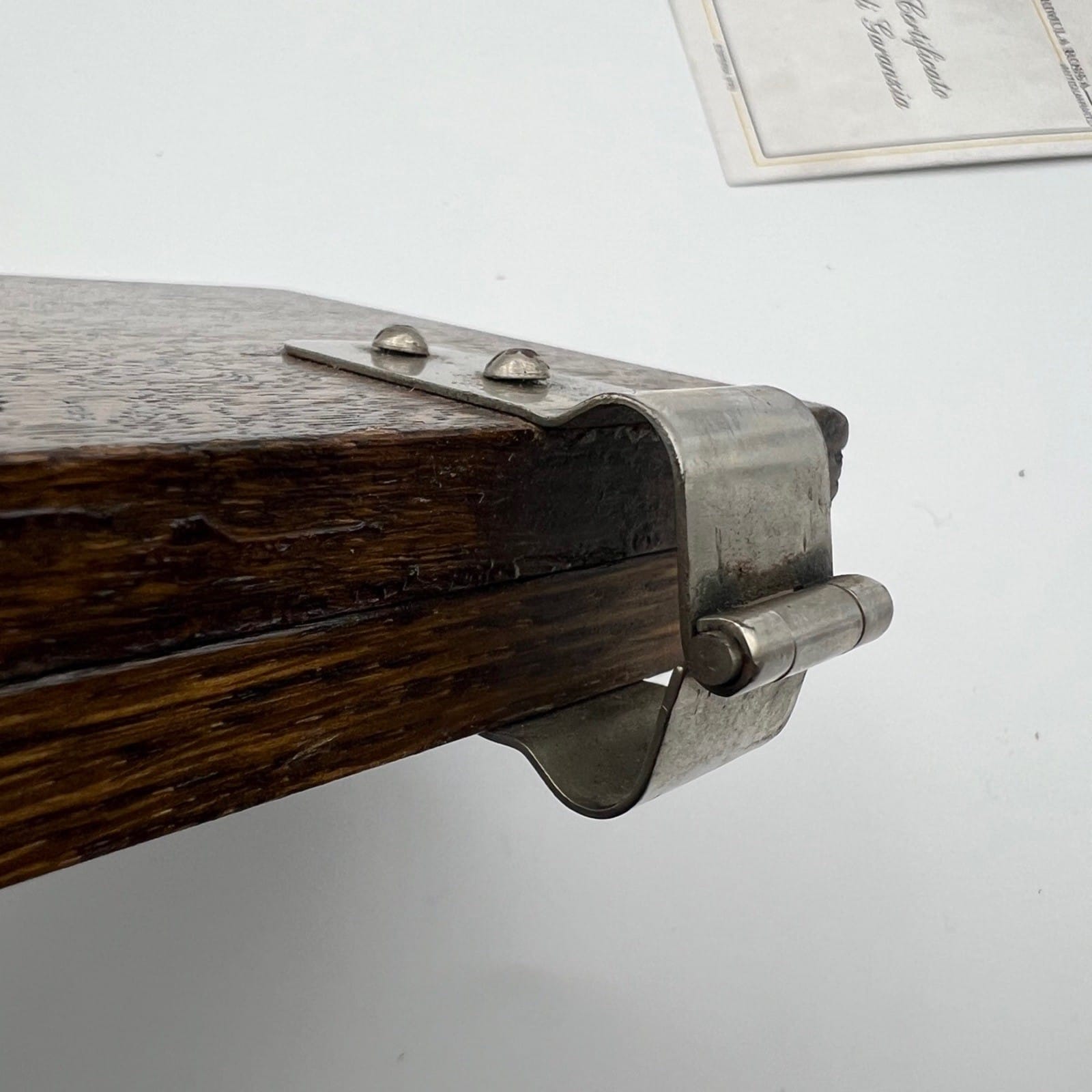 Antica stira cravatte vintage in legno e metallo piccola pressa manuale inglese Categoria  Attrezzi e Strumenti