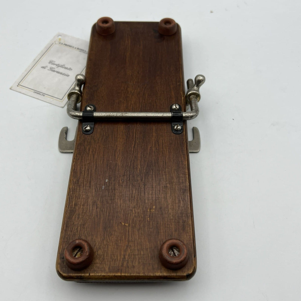 Antica stira cravatte vintage in legno e metallo piccola pressa manuale inglese Categoria  Attrezzi e Strumenti