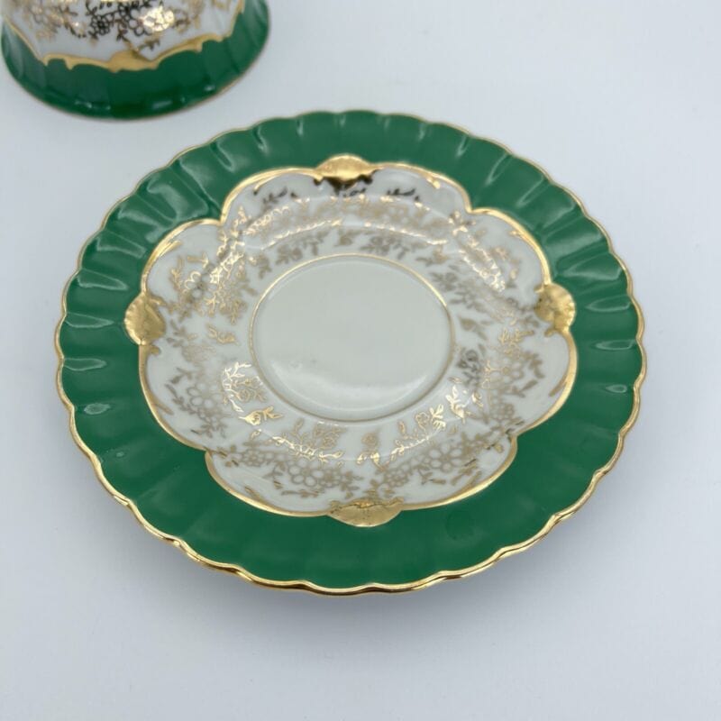 Antica Tazza da the te in porcellana Richard Ginori con piattino Fiori Verde Oro Categoria  Servizio tazze - Tazze