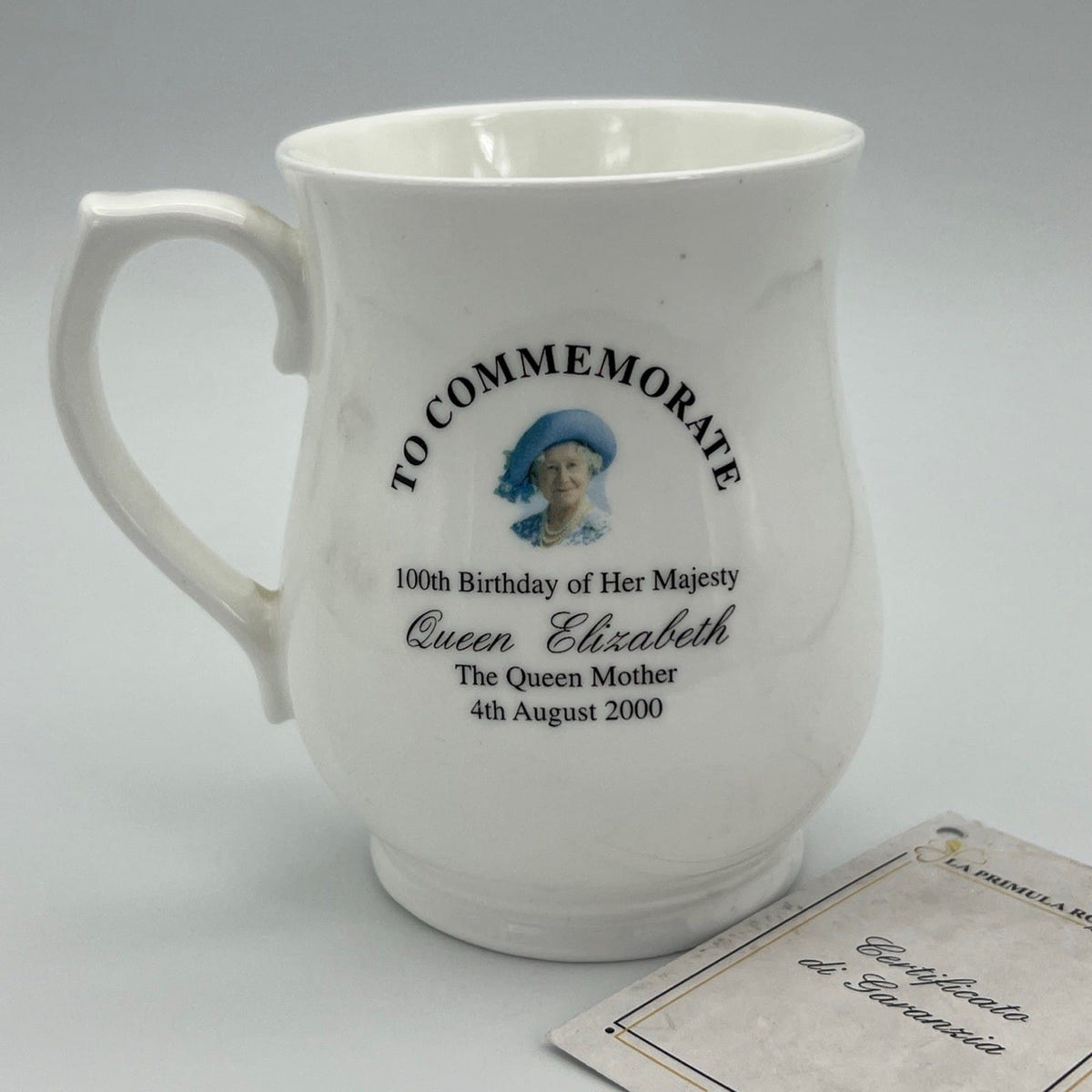 Antica Tazza Mug in Ceramica Inglese Regina Madre Elisabetta Casa Reale 100 anni Categoria  Boccali