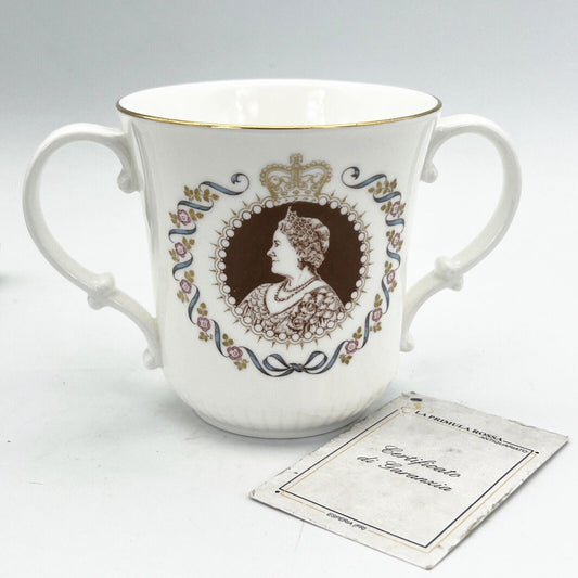 Antica Tazza Mug in Ceramica Inglese Regina Madre Elisabetta Casa Reale 80 anni Categoria  Boccali