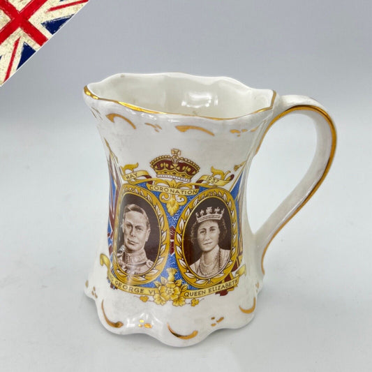 Antica Tazza Mug in porcellana Inglese Re Giorgio VI Casa Reale commemorativa XX Categoria  Boccali