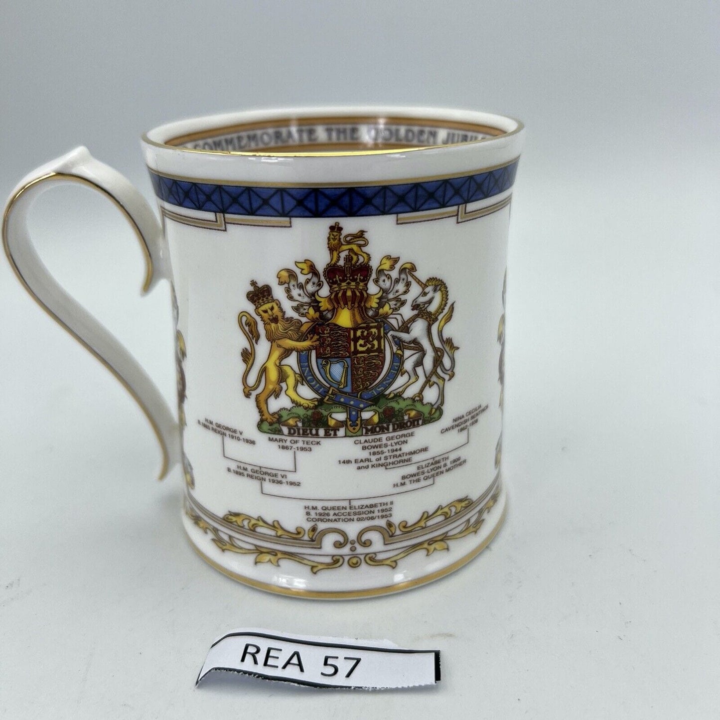 Antica Tazza Mug Inglese Regina Elisabetta II Casa Reale 50° anniversario 2002 Categoria  Boccali