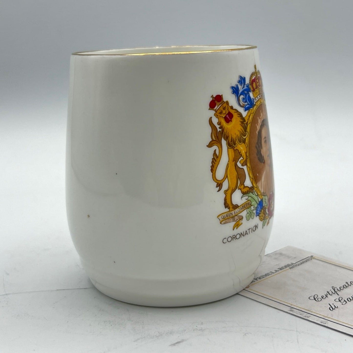 Antica Tazza Mug Inglese Regina Elisabetta II Casa Reale commemorativa 1953 Categoria  Boccali