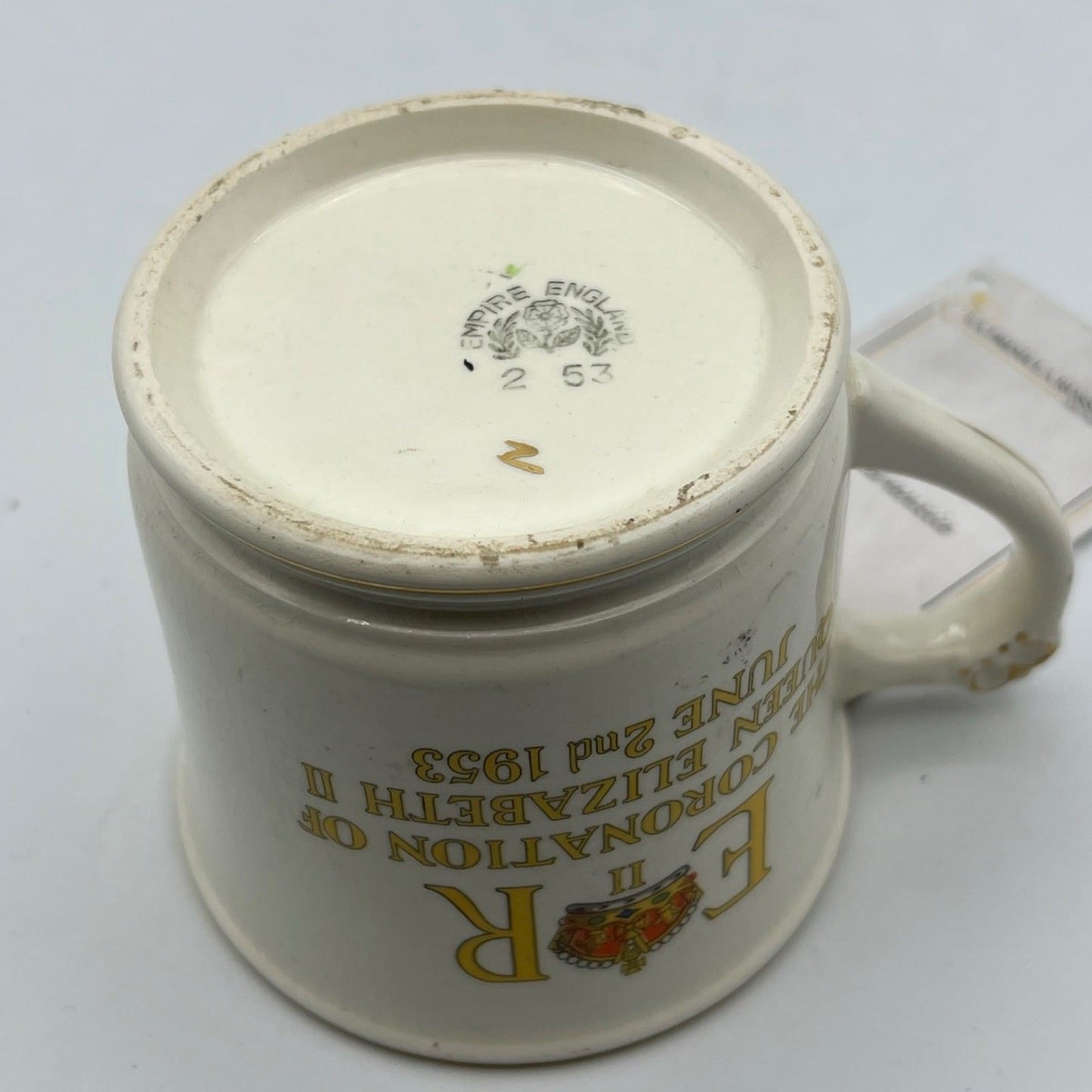 Antica Tazza Mug Inglese Regina Elisabetta II Casa Reale commemorativa 1953 XX Categoria  Arte e antiquariato:Porcellana e ceramica:Altro porcellana e ceramica