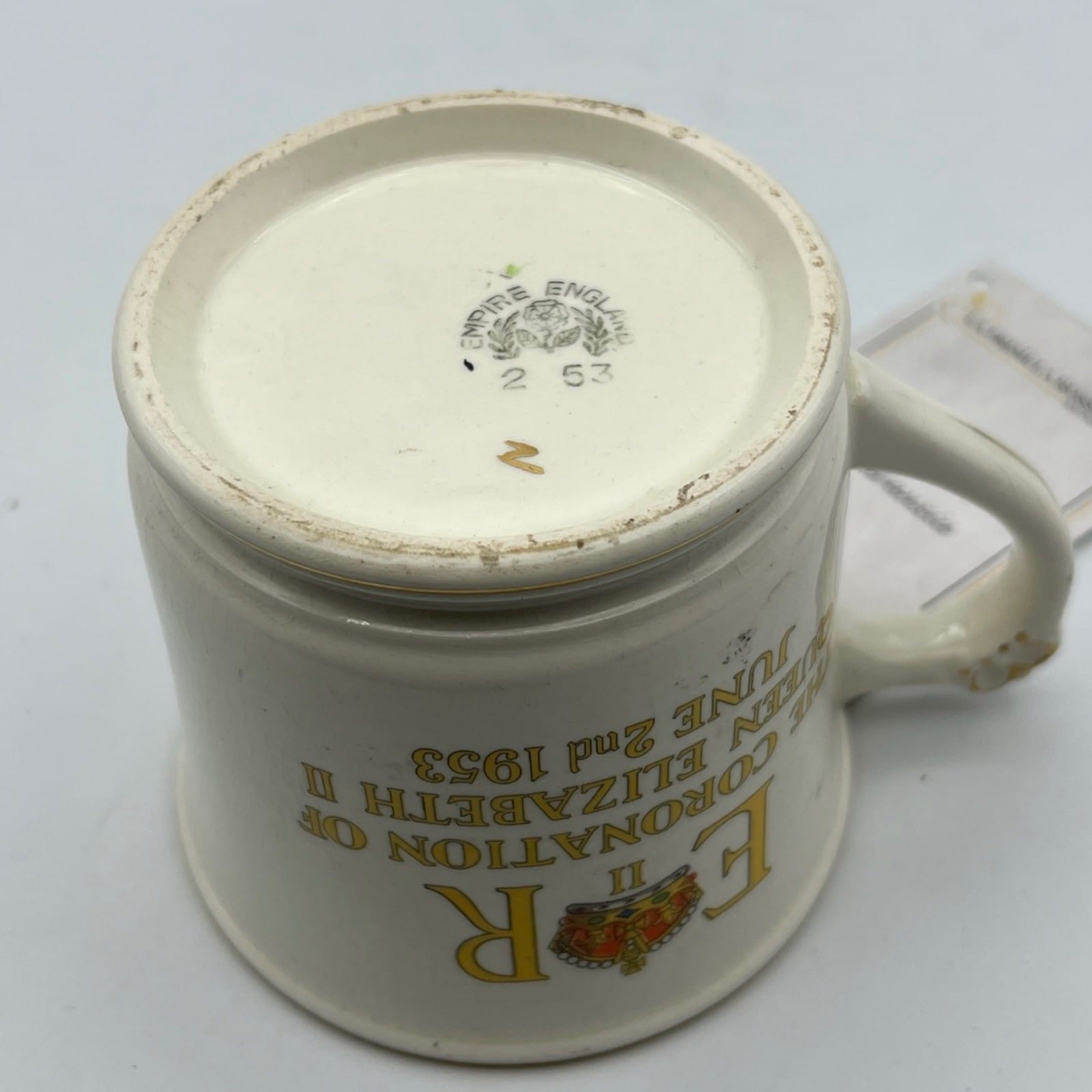 Antica Tazza Mug Inglese Regina Elisabetta II Casa Reale commemorativa 1953 XX Categoria  Arte e antiquariato:Porcellana e ceramica:Altro porcellana e ceramica