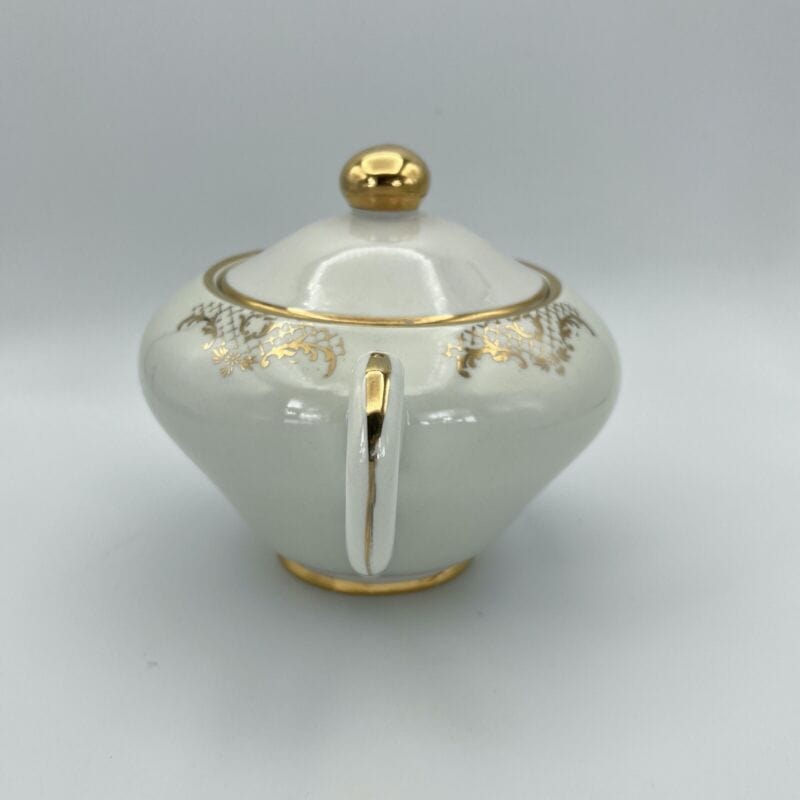 Antica Teiera in ceramica crema e oro zecchino Caffettiera SCALA anni  40 50 Categoria  Servizio tazze - Tazze