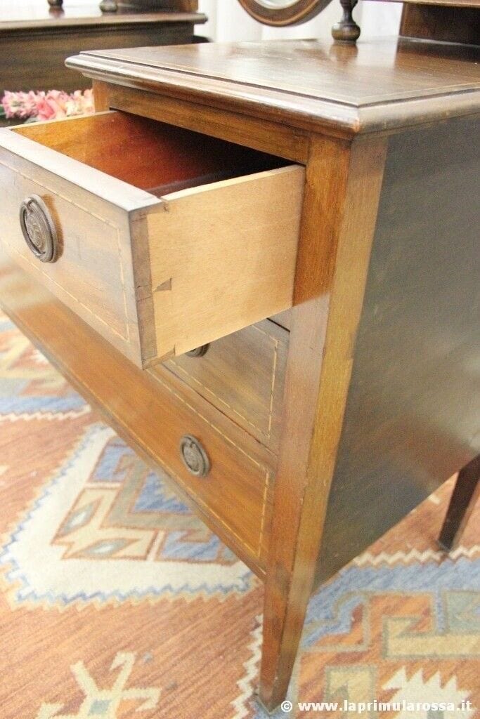 ANTICA TOILETTE INGLESE IN MOGANO L.cm114 - CASSETTIERA PRIMI 900 CON SPECCHIO Categoria  Comò & Cassettiere