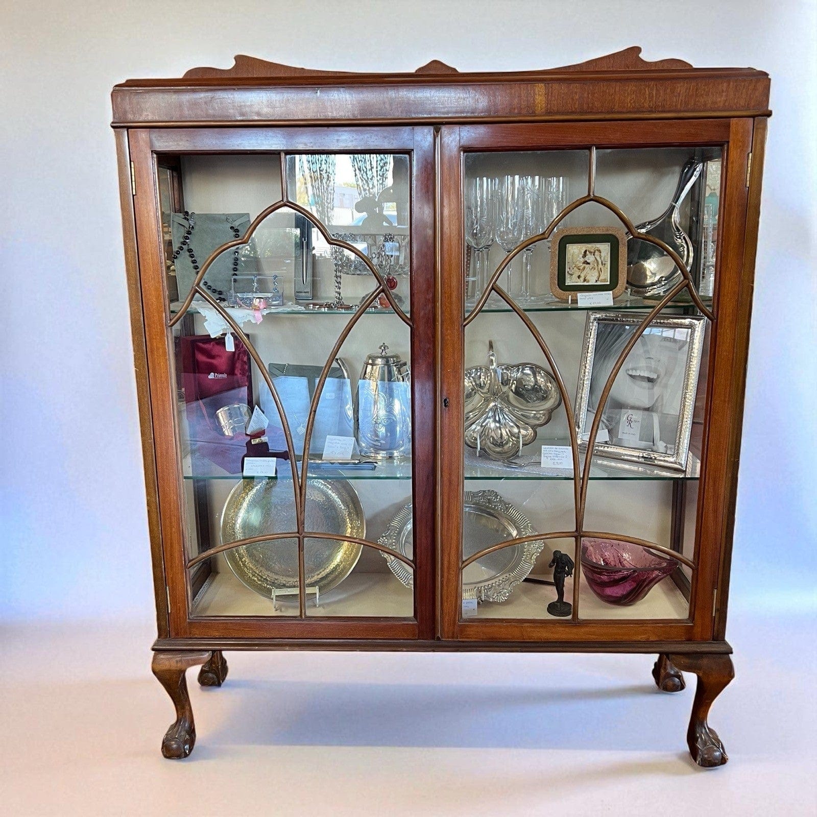 Antica Vetrina piccola cristalliera vetrinetta libreria inglese d' epoca 900 Categoria  Vetrine