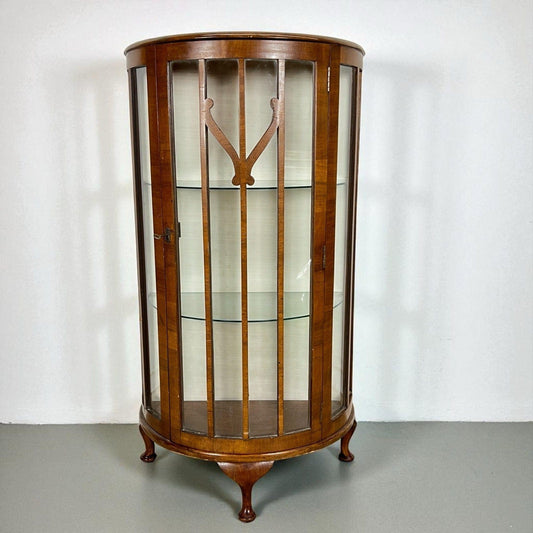 Antica Vetrina piccola cristalliera vetrinetta Stile Art Deco Anni '30 in Noce Categoria  Vetrine