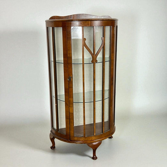 Antica Vetrina piccola cristalliera vetrinetta Stile Art Deco Anni '30 in Noce Categoria  Vetrine