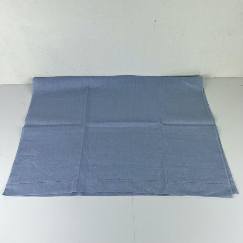 Antico Asciugamano celeste Anni 60 70 in puro Lino Ricamato  fiori Vintage Retro Categoria  Corredo Pizzi e Tessuti
