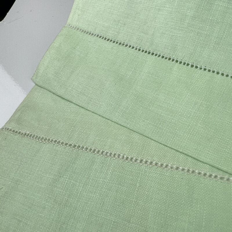 Antico Asciugamano Verde Anni 60 70 in puro Lino Ricamato a fiori Vintage Retro Categoria  Corredo Pizzi e Tessuti