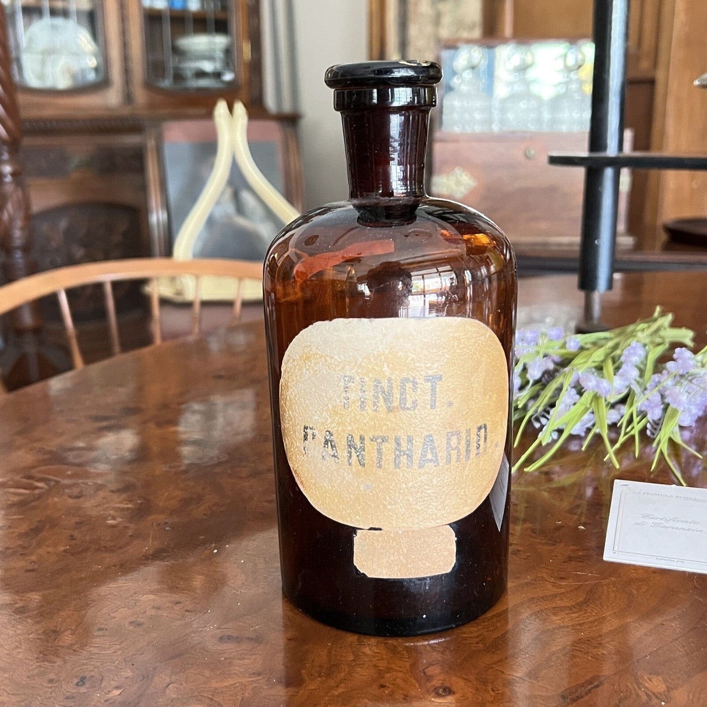 Antico barattolo Bottiglia da farmacia drogheria in Vetro ambra Medicinale '800 Categoria  Vetri e Cristalli