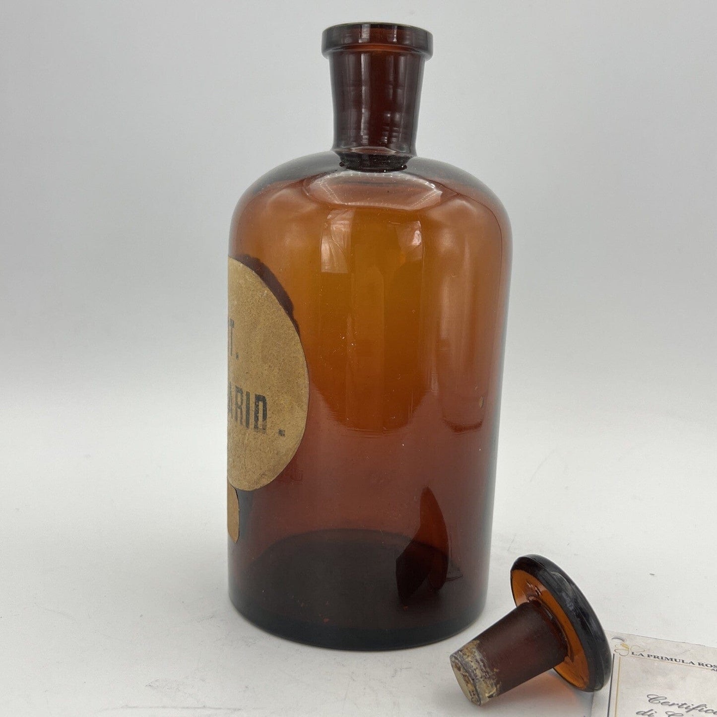 Antico barattolo Bottiglia da farmacia drogheria in Vetro ambra Medicinale '800 Categoria  Vetri e Cristalli