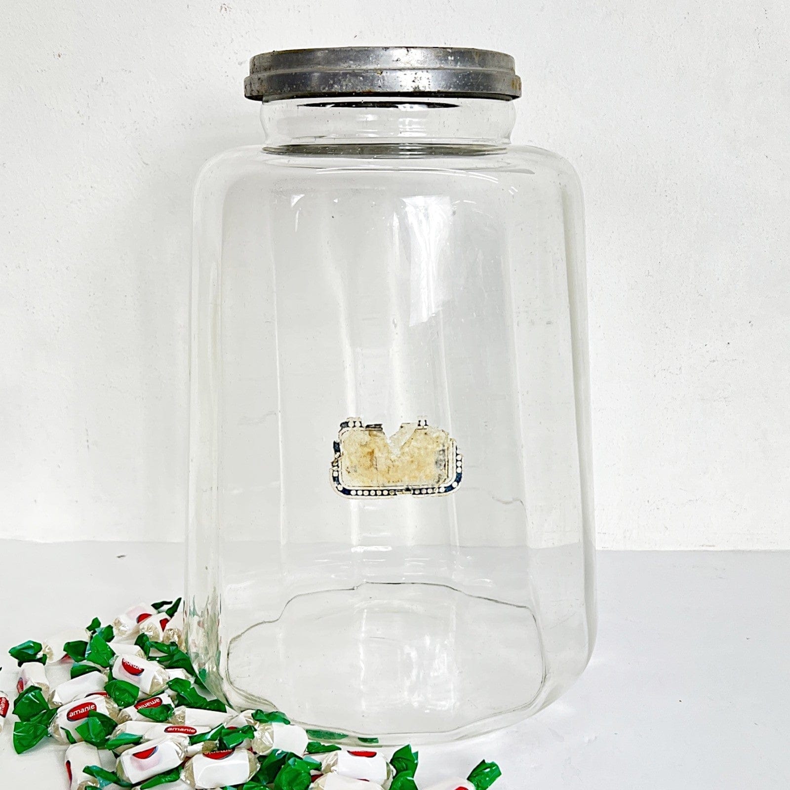 Antico Barattolo Bottiglia Vaso drogheria in Vetro alimentare per Caramelle '40 Categoria  Vetri e Cristalli