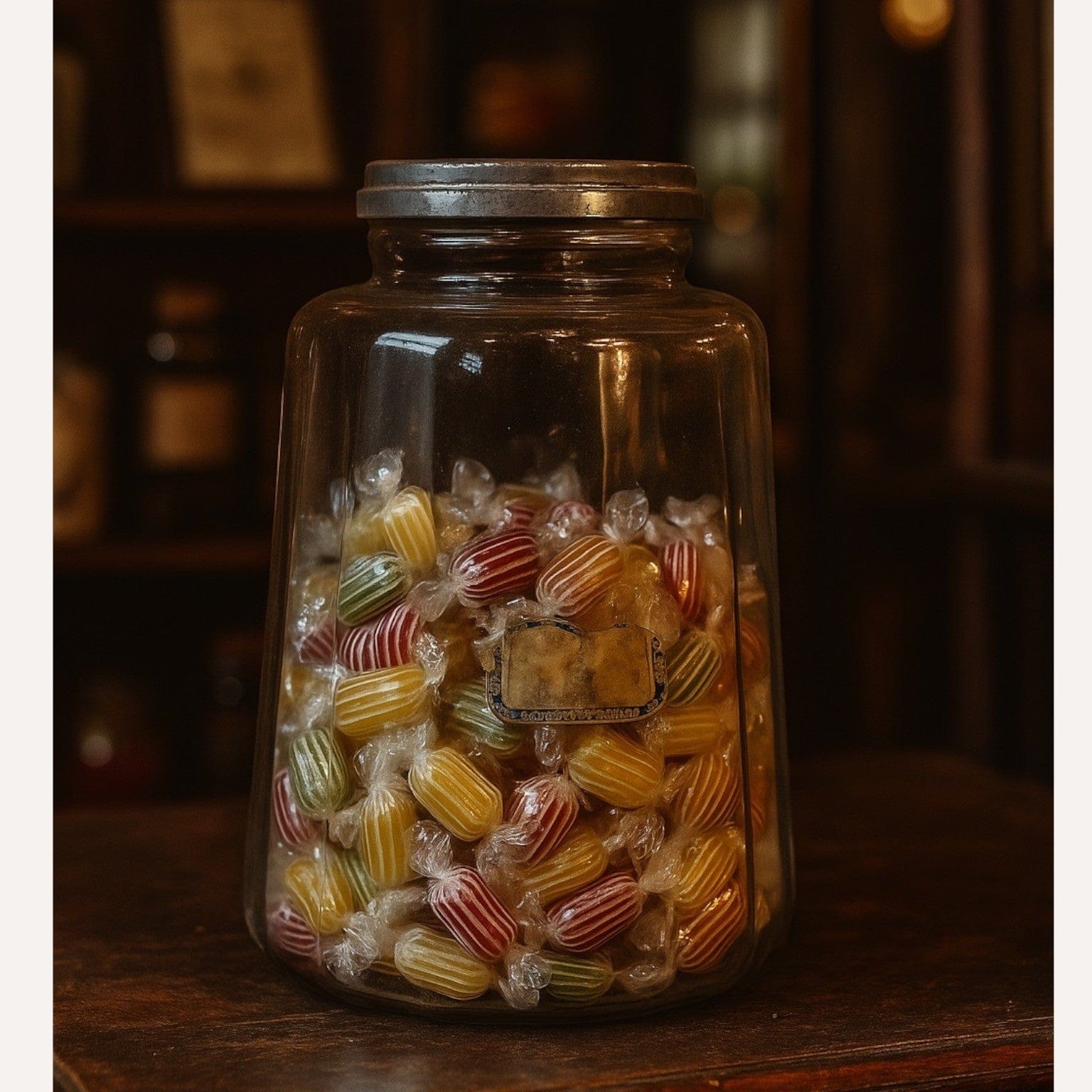 Antico Barattolo Bottiglia Vaso drogheria in Vetro alimentare per Caramelle '40 Categoria  Vetri e Cristalli