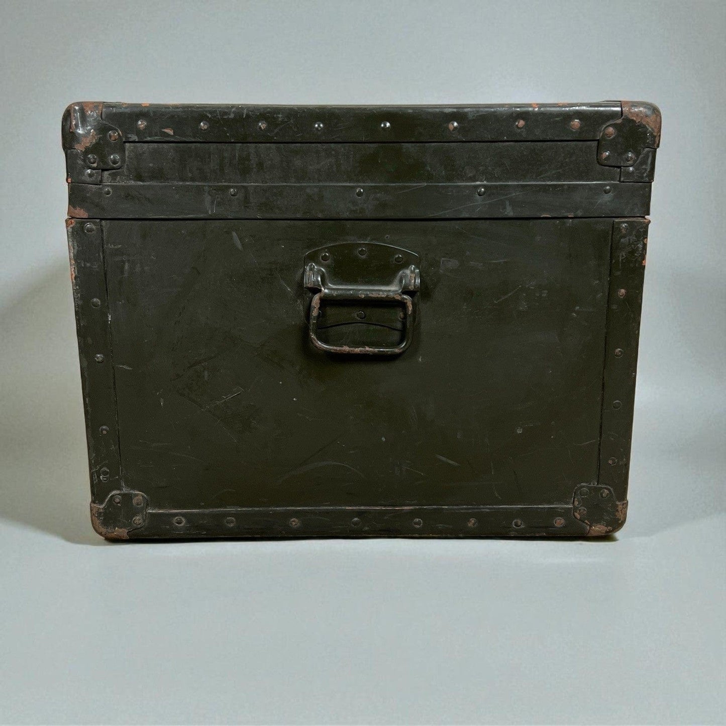 Antico Baule in legno da viaggio verde cassapanca 900 vecchio forziere d'epoca Categoria  Casse & Bauli