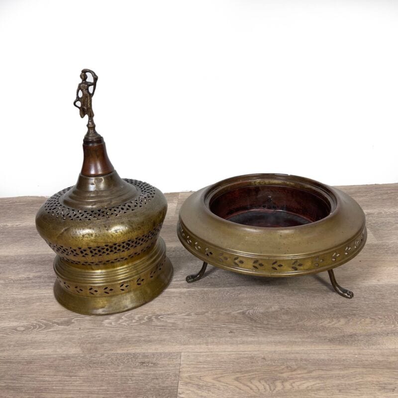 Antico bracere in rame e ottone grande portacandele traforato vintage lanterna Categoria  Camino - Parascintille