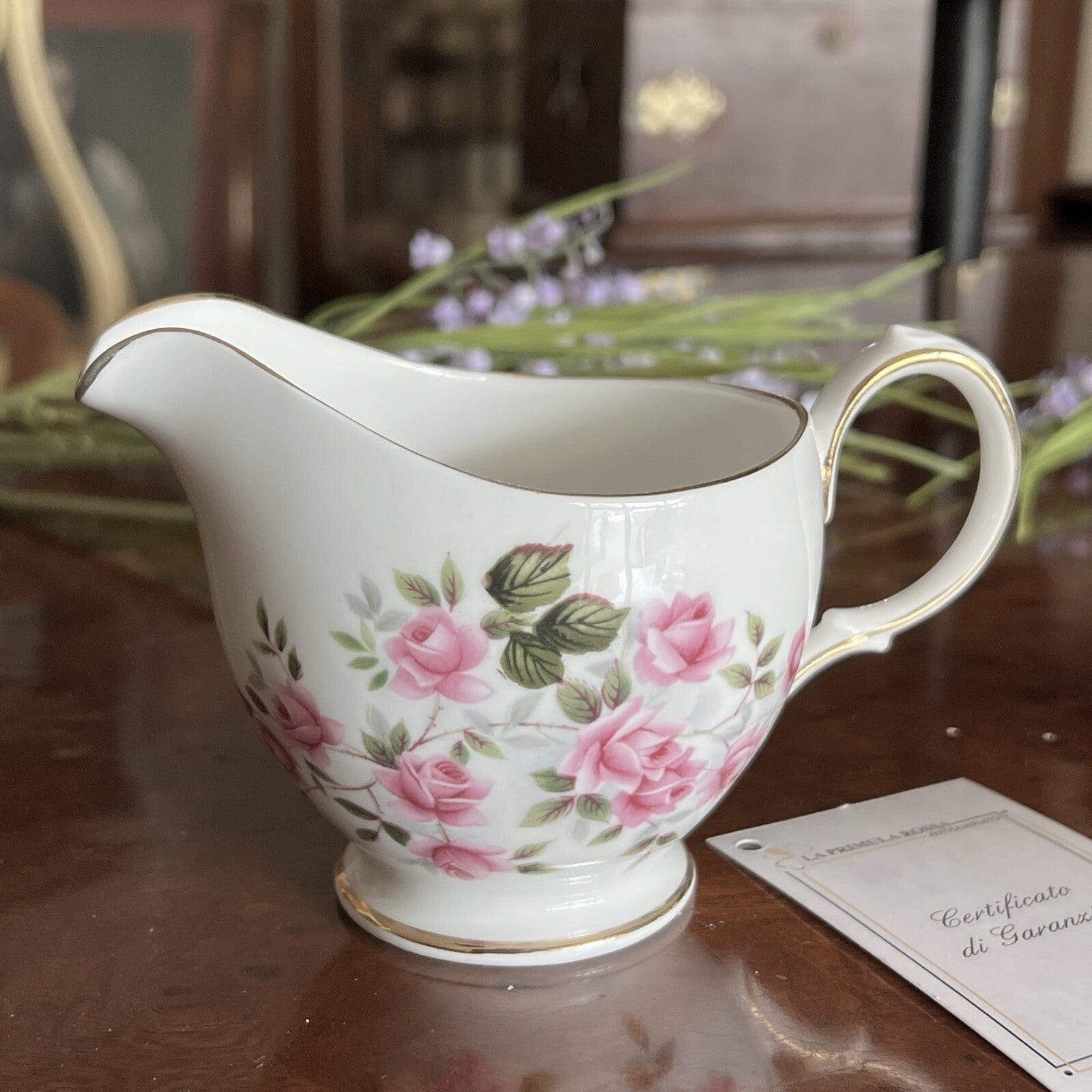 Antico Bricco latte in porcellana Lattiera inglese motivo Fiore Rose vintage Categoria  Servizio tazze - Tazze