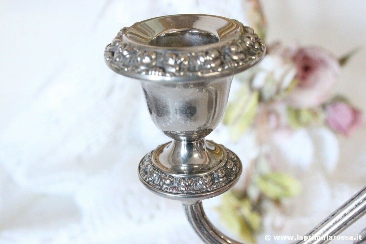 Antico Candelabro in Argento Silver Plated candeliere portacandele a 3 fiamme 50 Categoria  Sheffield & Argento