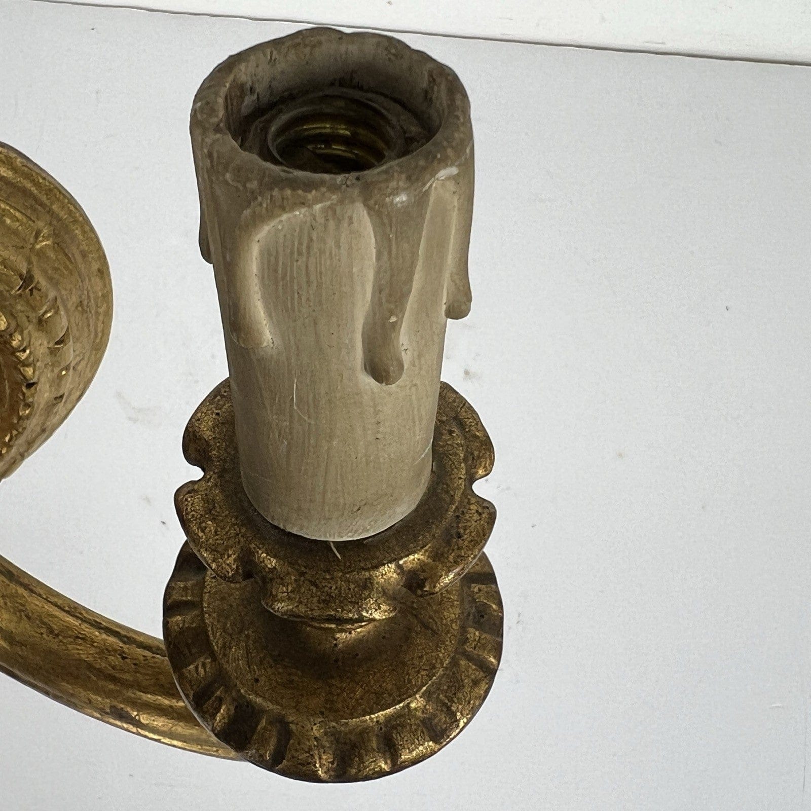 Antico Candeliere Da Parete A Due Fiamme In Legno Dorato Applique Porta Candele Categoria  Lampade Appliques