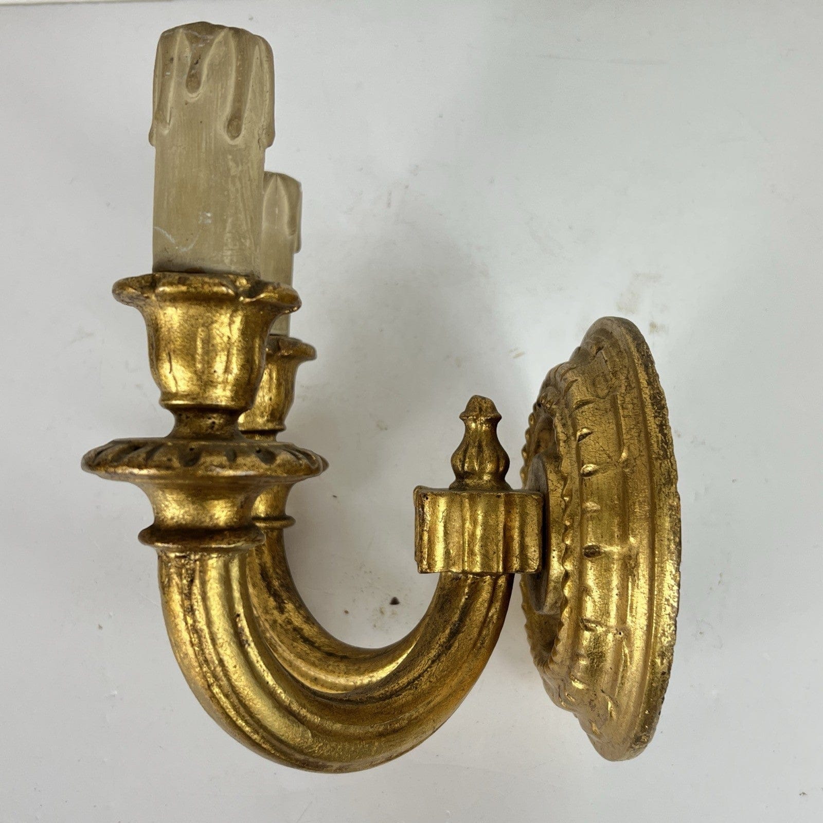 Antico Candeliere Da Parete A Due Fiamme In Legno Dorato Applique Porta Candele Categoria  Lampade Appliques