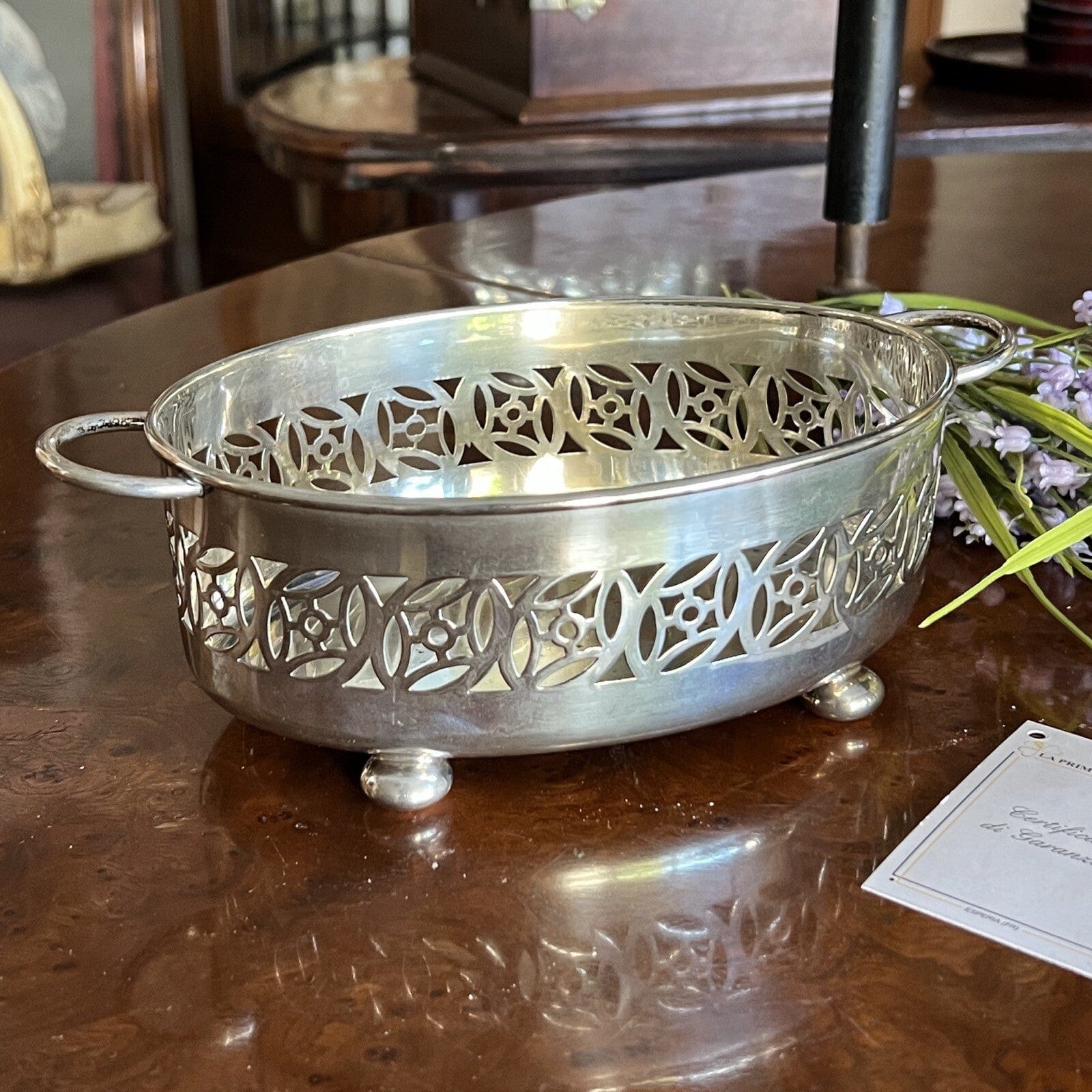Antico Cestino in silver plated jardiniere inglese in argento Fruttiera Anni '40 Categoria  Sheffield & Argento