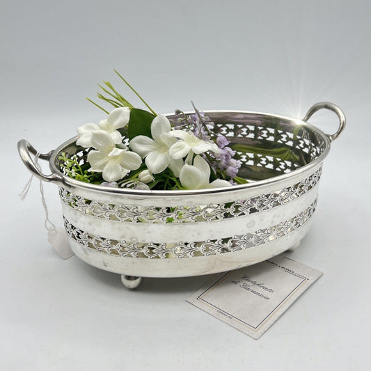 Antico Cestino in silver plated jardiniere inglese in argento Fruttiera Anni '40 Categoria  Sheffield & Argento