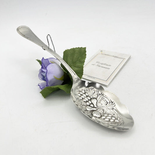 Antico Cucchiaio Inglese per Servire Lavorato motivo Frutta sheffield Silver Categoria  Sheffield & Argento