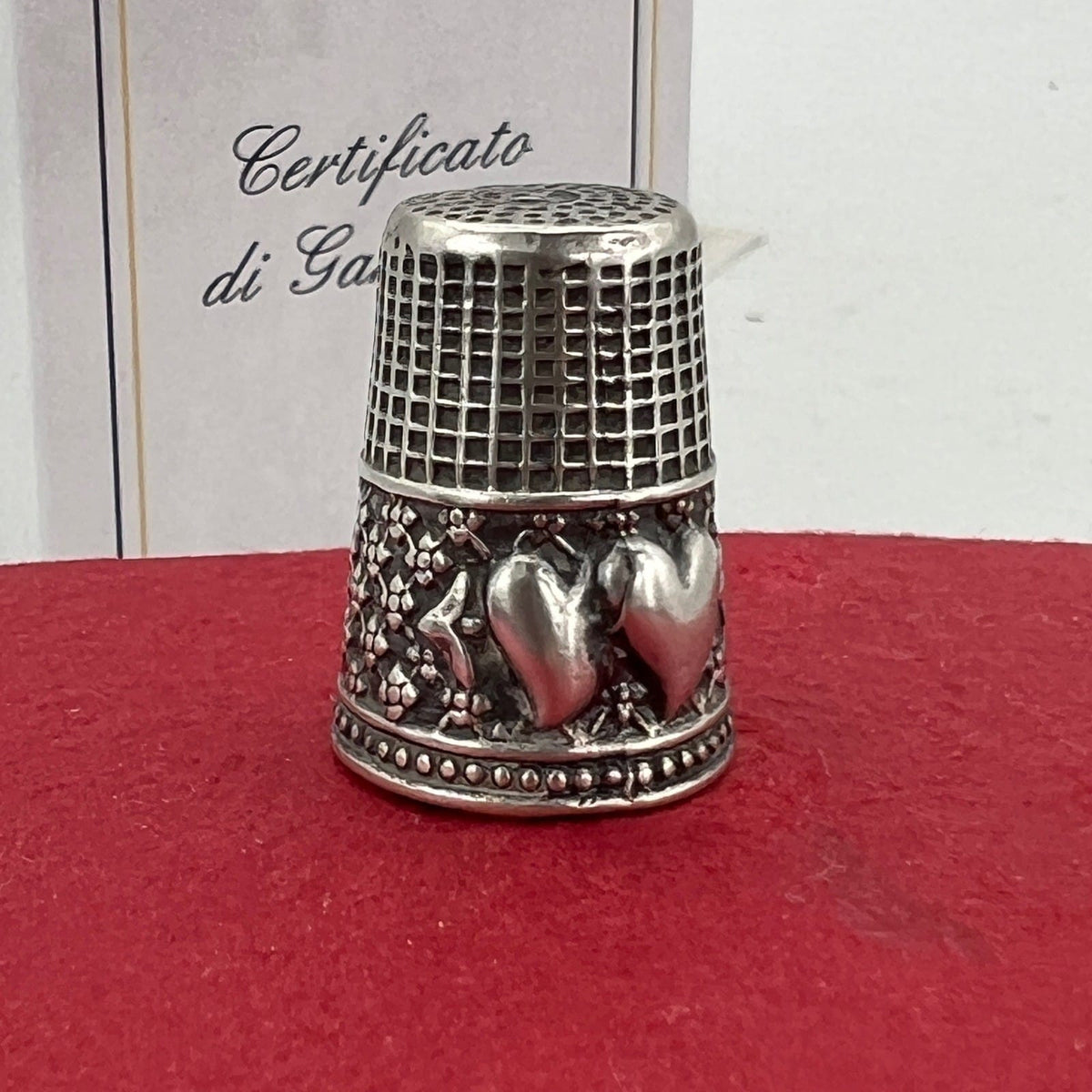 Antico Ditale in Argento 800 per cucire da cucito Sarta o Collezione con cuori Categoria  Sheffield & Argento